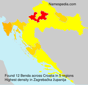 Surname Benda in Croatia