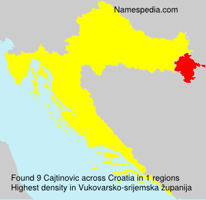 Surname Cajtinovic in Croatia