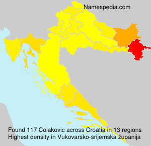 Surname Colakovic in Croatia