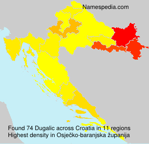 Surname Dugalic in Croatia