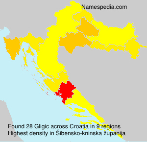 Surname Gligic in Croatia