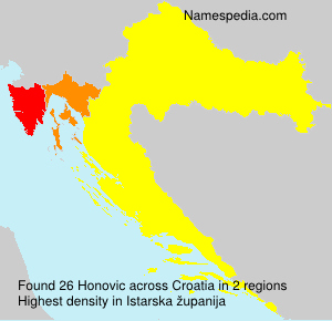 Surname Honovic in Croatia