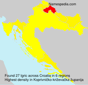 Surname Igric in Croatia