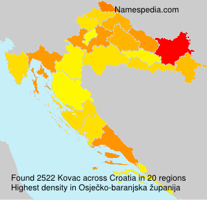 Surname Kovac in Croatia