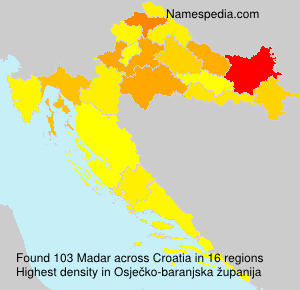 Surname Madar in Croatia