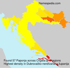 Surname Paponja in Croatia