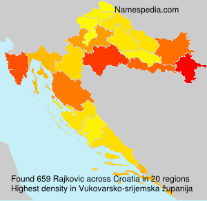 Surname Rajkovic in Croatia