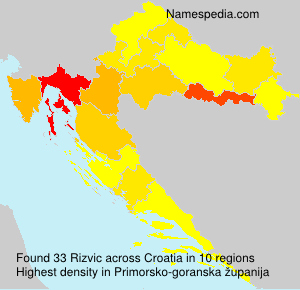 Surname Rizvic in Croatia