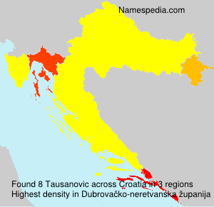 Surname Tausanovic in Croatia