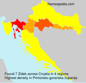 Surname Zidek in Croatia