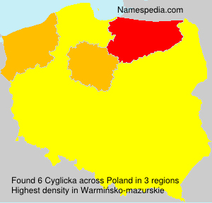 Surname Cyglicka in Poland