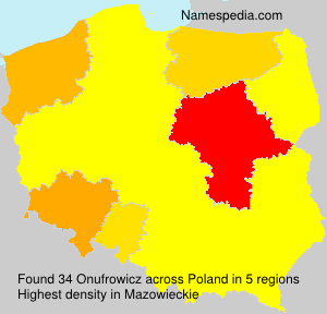 Surname Onufrowicz in Poland