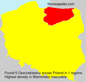 Surname Oszczakiewicz in Poland