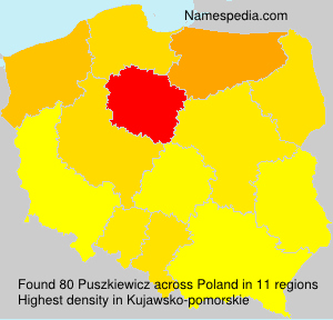 Surname Puszkiewicz in Poland