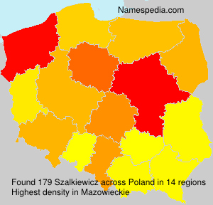 Surname Szalkiewicz in Poland