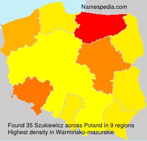 Surname Szukiewicz in Poland