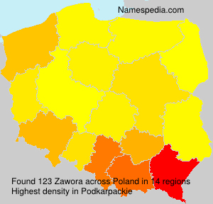 Surname Zawora in Poland