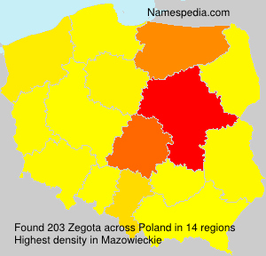 Surname Zegota in Poland
