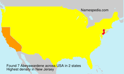 Surname Abeyawardene in USA
