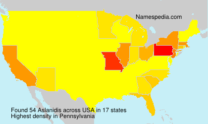 Surname Aslanidis in USA