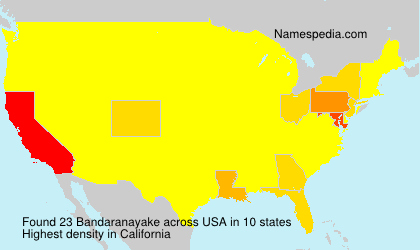 Surname Bandaranayake in USA