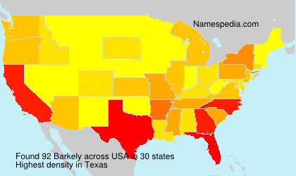 Surname Barkely in USA