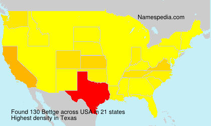 Surname Bettge in USA