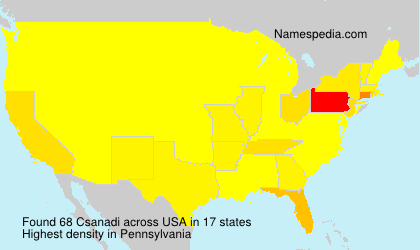 Surname Csanadi in USA