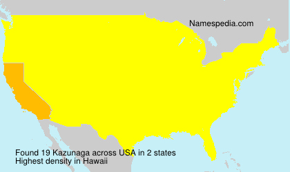 Surname Kazunaga in USA
