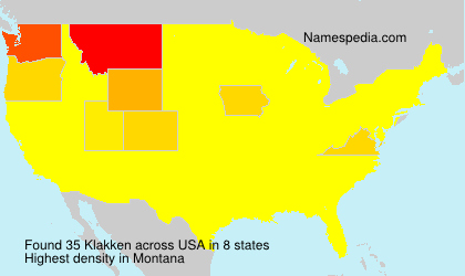 Surname Klakken in USA