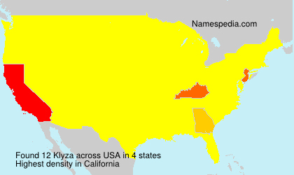 Surname Klyza in USA