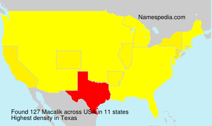 Surname Macalik in USA