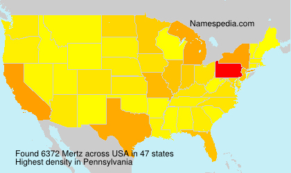 Surname Mertz in USA