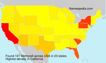 Surname Metherell in USA