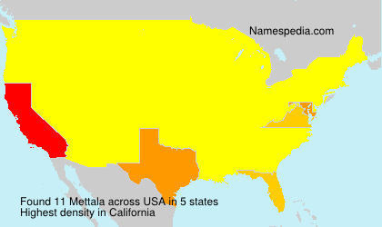 Surname Mettala in USA