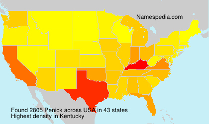 Surname Penick in USA