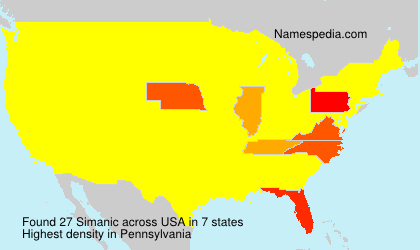 Surname Simanic in USA