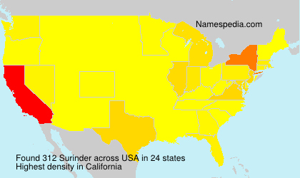 Surname Surinder in USA