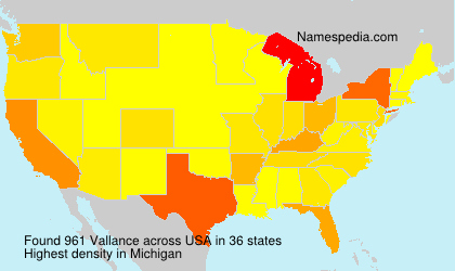 Surname Vallance in USA