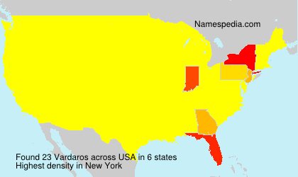 Surname Vardaros in USA