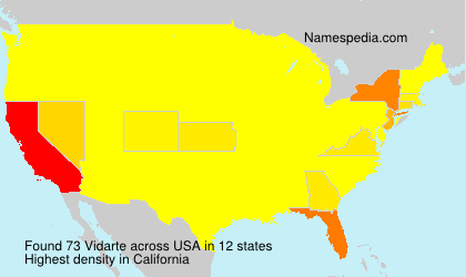 Surname Vidarte in USA