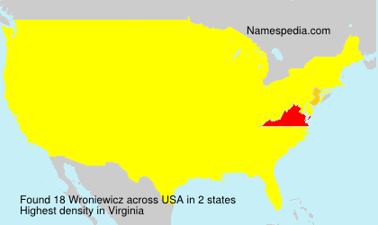 Surname Wroniewicz in USA