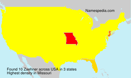 Surname Zaehner in USA