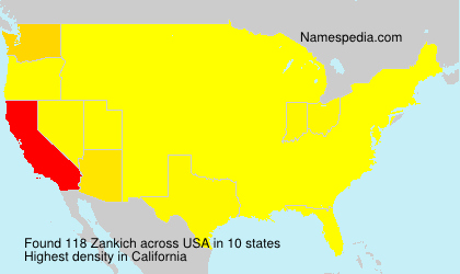 Surname Zankich in USA
