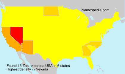 Surname Zastre in USA